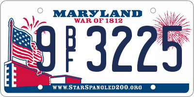 MD license plate 9BF3225