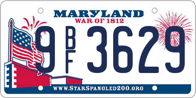 MD license plate 9BF3629