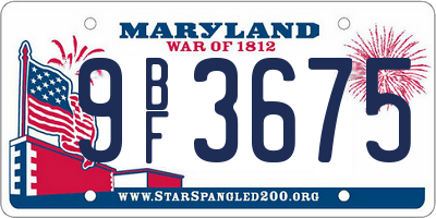 MD license plate 9BF3675