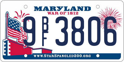 MD license plate 9BF3806