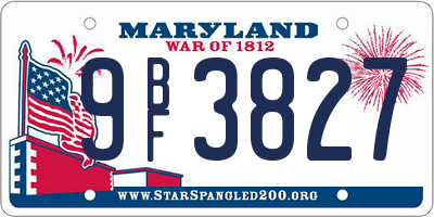 MD license plate 9BF3827