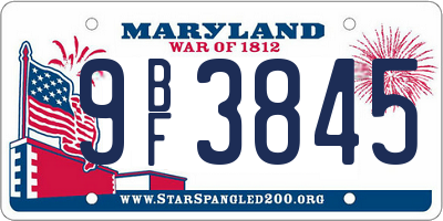 MD license plate 9BF3845
