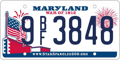 MD license plate 9BF3848