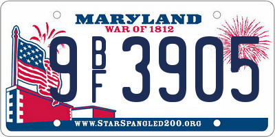 MD license plate 9BF3905