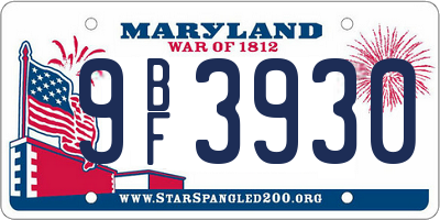 MD license plate 9BF3930