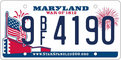 MD license plate 9BF4190