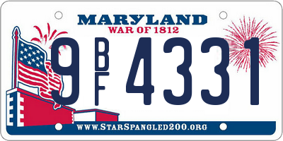 MD license plate 9BF4331