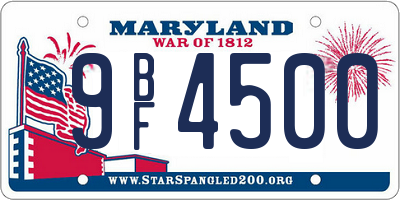 MD license plate 9BF4500