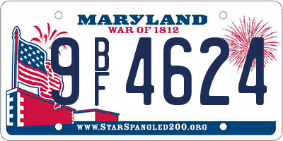 MD license plate 9BF4624