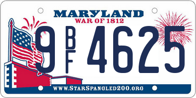 MD license plate 9BF4625