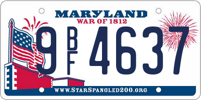MD license plate 9BF4637