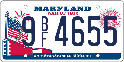 MD license plate 9BF4655
