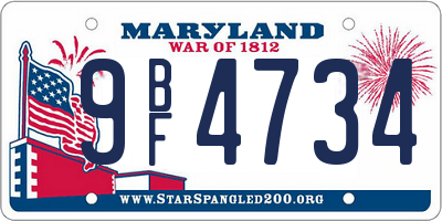 MD license plate 9BF4734