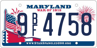 MD license plate 9BF4758