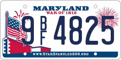 MD license plate 9BF4825