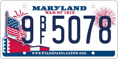 MD license plate 9BF5078