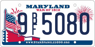 MD license plate 9BF5080