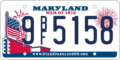 MD license plate 9BF5158