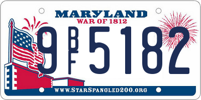 MD license plate 9BF5182