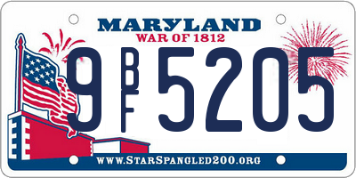 MD license plate 9BF5205
