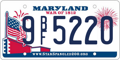 MD license plate 9BF5220
