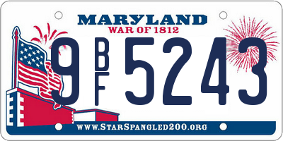 MD license plate 9BF5243