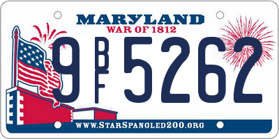 MD license plate 9BF5262