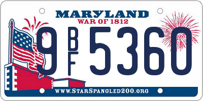 MD license plate 9BF5360