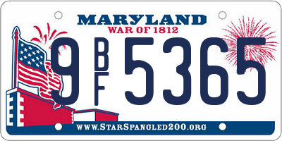 MD license plate 9BF5365