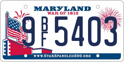MD license plate 9BF5403