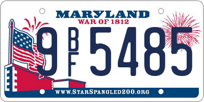 MD license plate 9BF5485