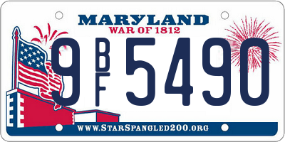 MD license plate 9BF5490
