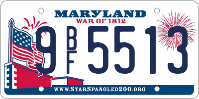 MD license plate 9BF5513
