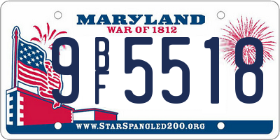 MD license plate 9BF5518