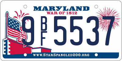 MD license plate 9BF5537