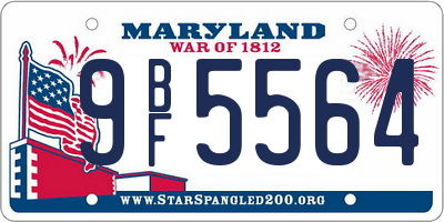 MD license plate 9BF5564