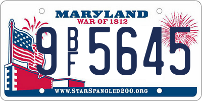 MD license plate 9BF5645
