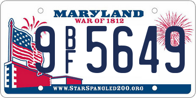MD license plate 9BF5649