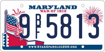 MD license plate 9BF5813