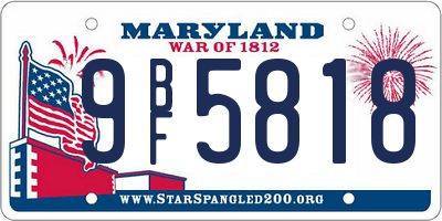 MD license plate 9BF5818