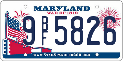 MD license plate 9BF5826