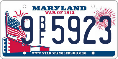 MD license plate 9BF5923