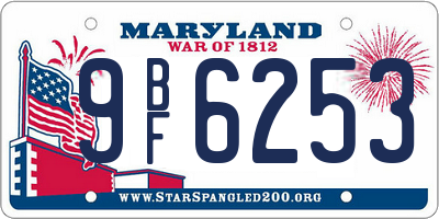 MD license plate 9BF6253