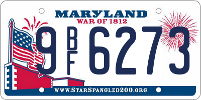 MD license plate 9BF6273