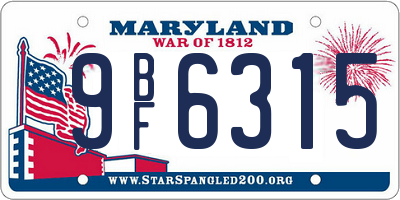 MD license plate 9BF6315