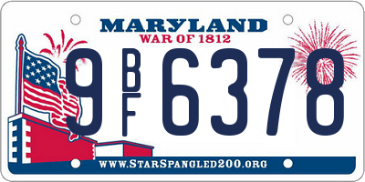 MD license plate 9BF6378