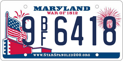 MD license plate 9BF6418