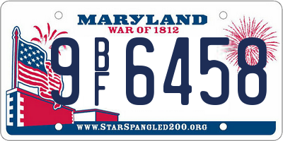 MD license plate 9BF6458