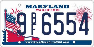 MD license plate 9BF6554