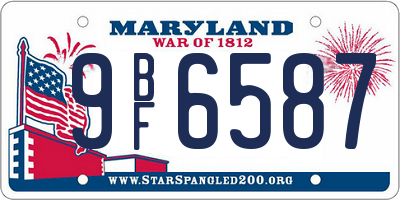MD license plate 9BF6587